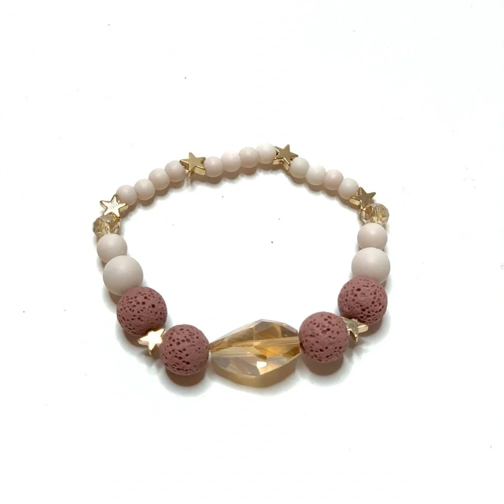 Diffuser Bracelet STRETCH Dusty Rose‎ Lava Stone